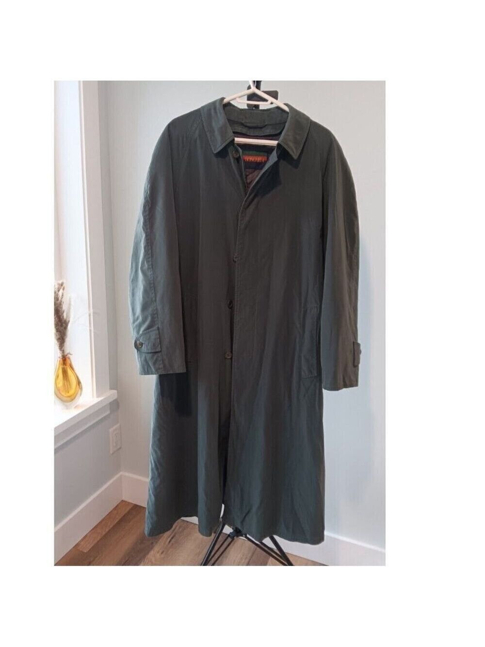 Bongardi Trench Coat Men's Vintage Retro Dark Green 40R Made In Germany VTG